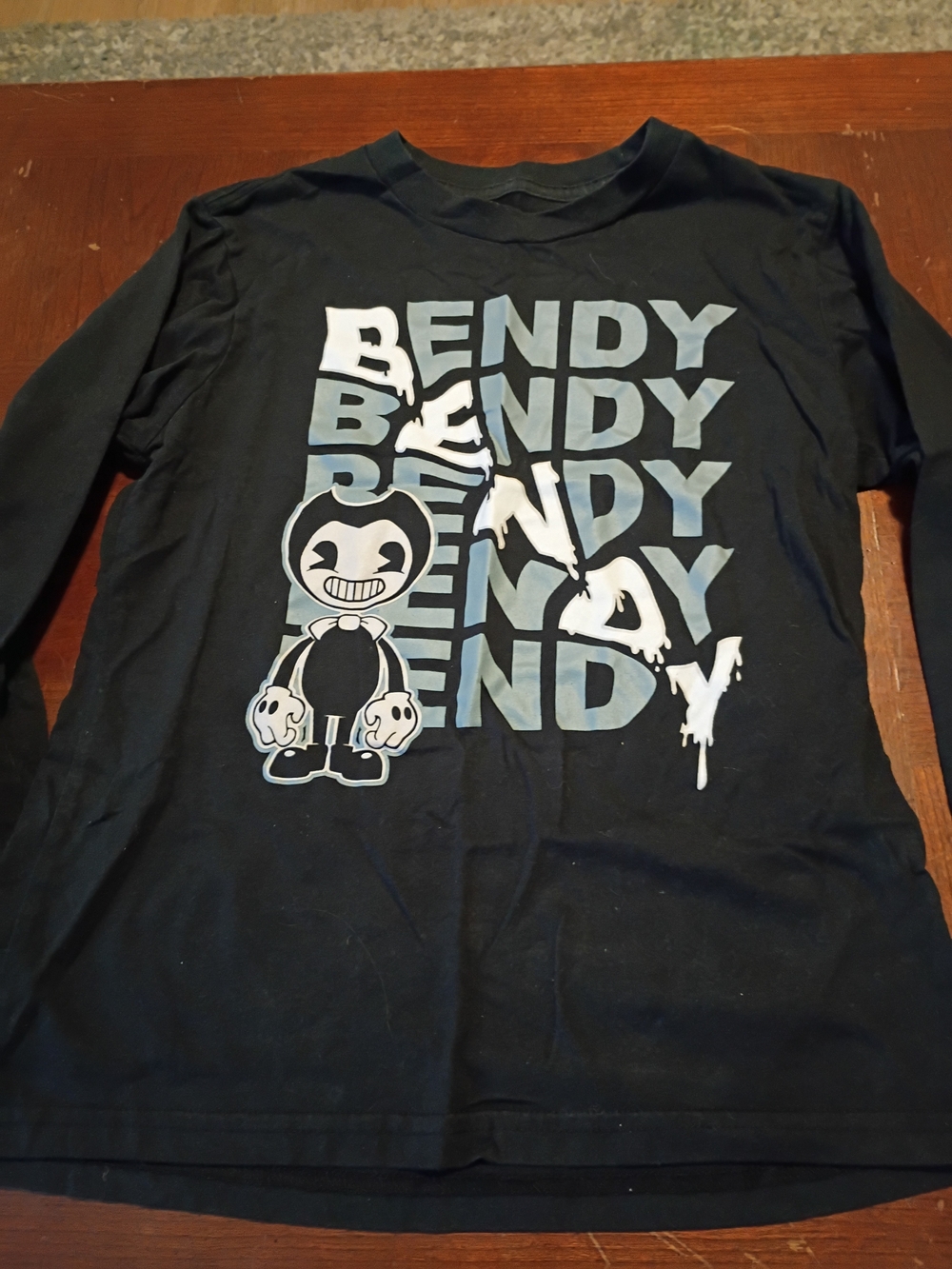 Bendy Graphic Long Sleeve Shirt for Kids - Black